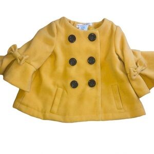Max Studio Mustard Double-Breasted Kids Pea Coat